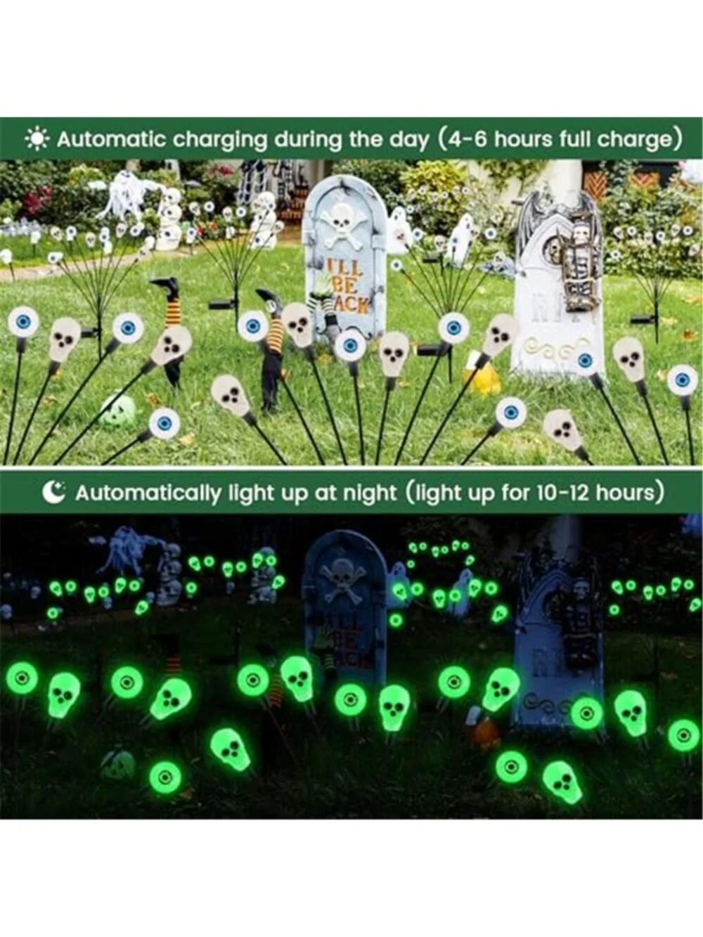 Solar Halloween Outdoor Eyeball Lights Yard Stakes Scary Garden Decorations IP65